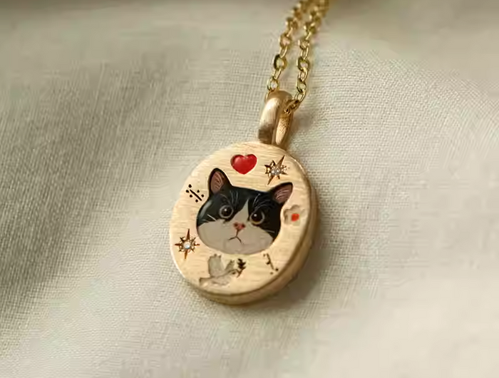 <h3><strong>Custom K Gold Pet Portrait Necklace</strong></h3>
