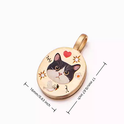 Custom 18K Gold Pet Enamel Necklace – Hand-Painted from Your Photo