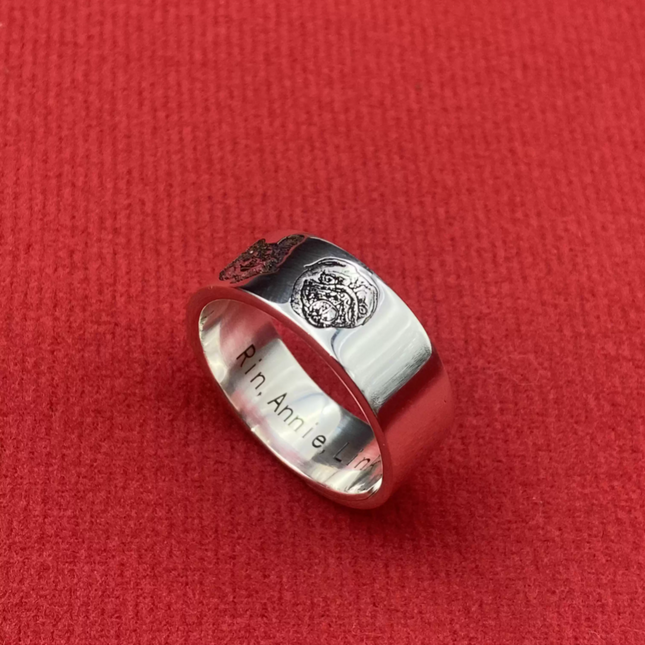 Personalized Pet Portrait Sterling Silver Ring – Custom Cat & Dog Memorial Jewelry