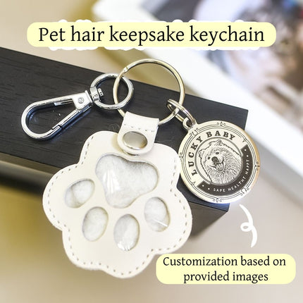 Personalized Pet Photo & Fur Keychain – Custom Cat & Dog Paw Print Memorial Gift