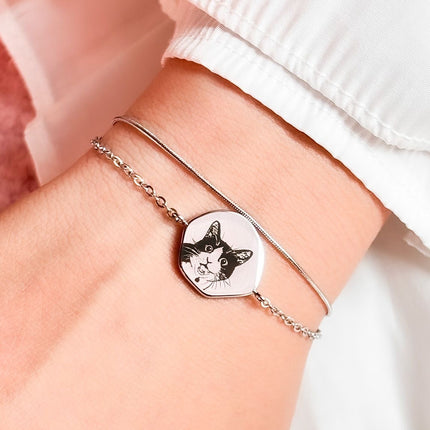 Personalized Irregular Double-Layer Bracelet – Custom Pet Jewelry Keepsake