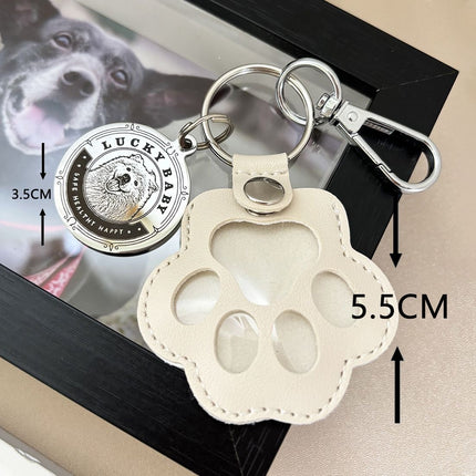 Personalized Pet Photo & Fur Keychain – Custom Cat & Dog Paw Print Memorial Gift