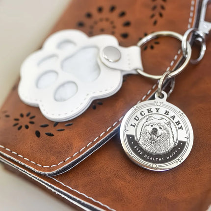 Personalized Pet Photo & Fur Keychain – Custom Cat & Dog Paw Print Memorial Gift