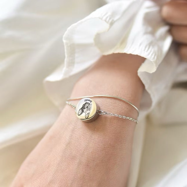 Personalized Pet Photo & Fur Bracelet – Custom Engraved Cat & Dog Jewelry