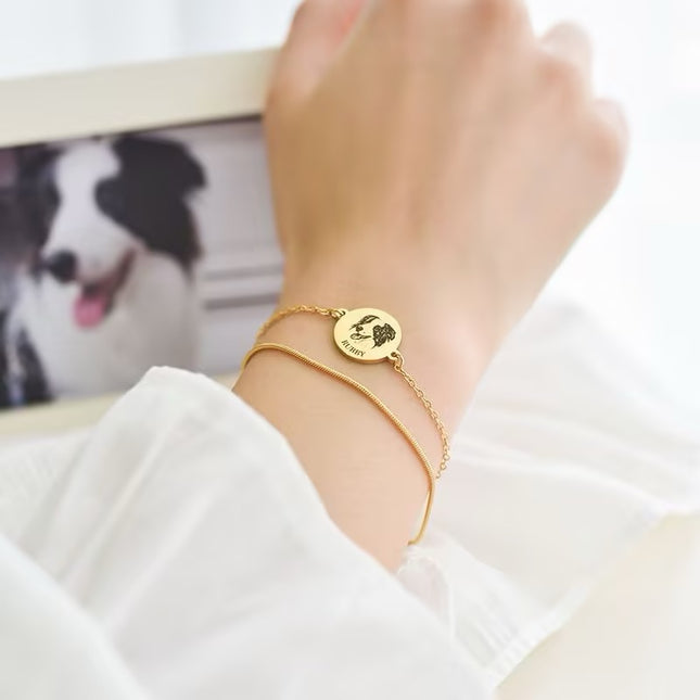 Custom Pet Photo Bracelet – Personalized Cat & Dog Engraved Jewelry